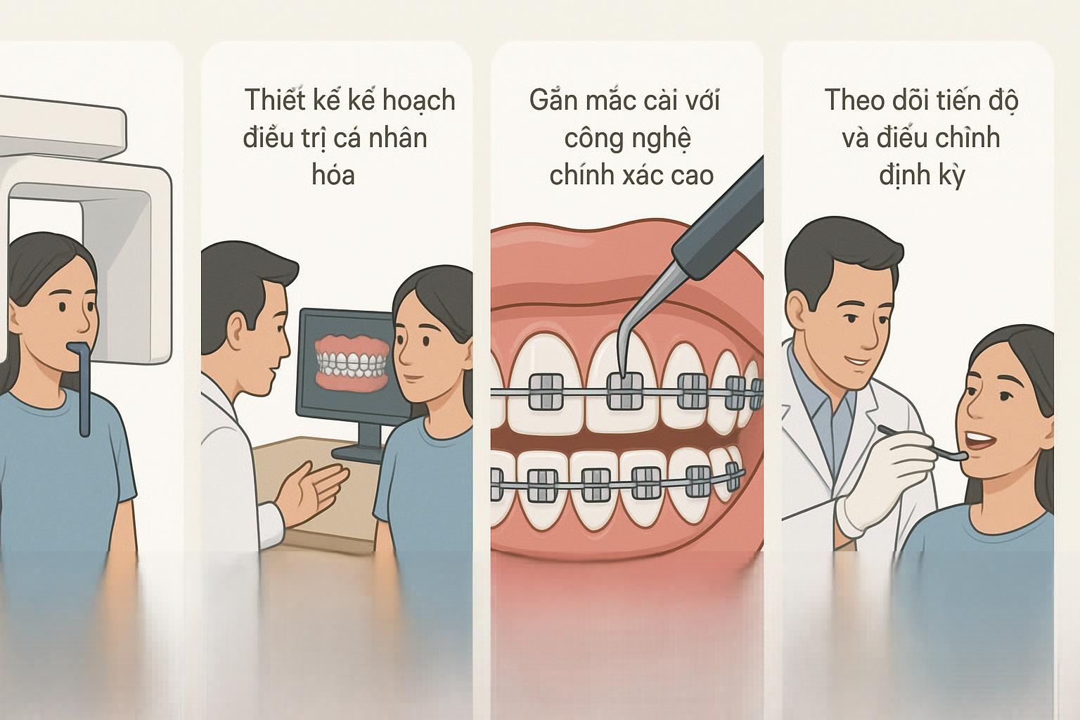 Niềng Răng Mắc Cài Kim Loại Tự Buộc/Tự Khoá - Giải Pháp Chỉnh Nha Hiện Đại 2025 10 Quy trình niềng răng mắc cài tự buộc tại Nha khoa Guva Dental